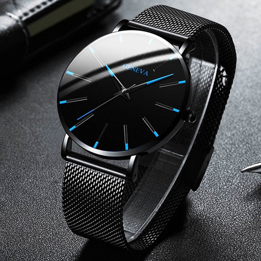 Reloj minimalista de acero inoxidable para hombre